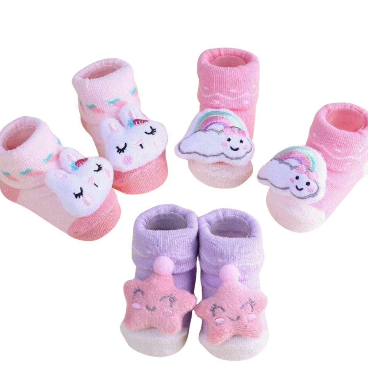 6 pares calcetin con peluche bebé 0 a 12 meses