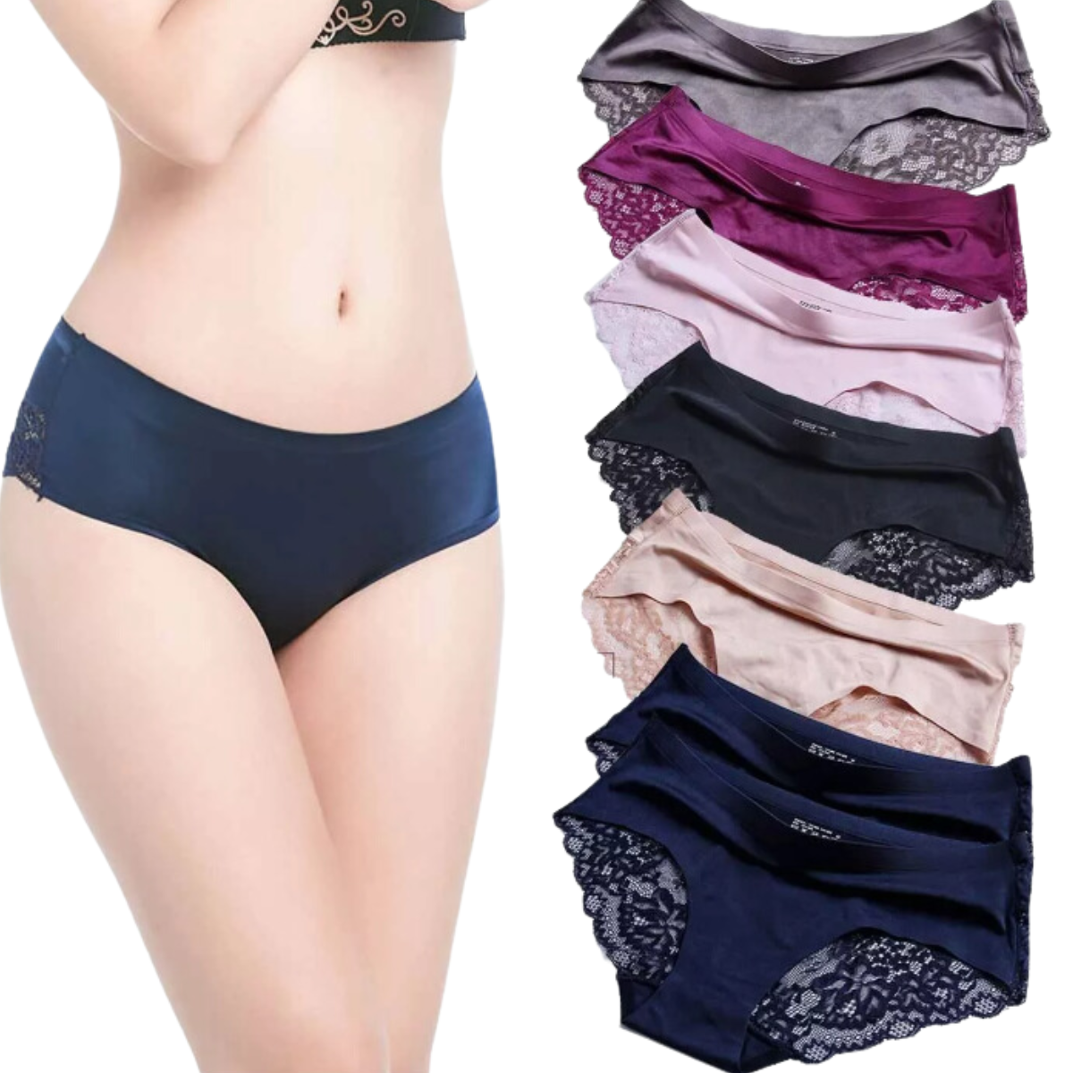 pantaleta invisible de encaje sexi y comodo seda (12 piezas)