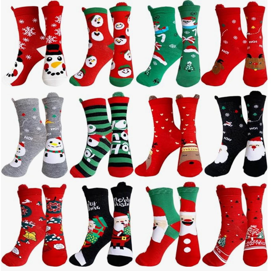 calcetines navideños con orejitas largas (12 pares)
