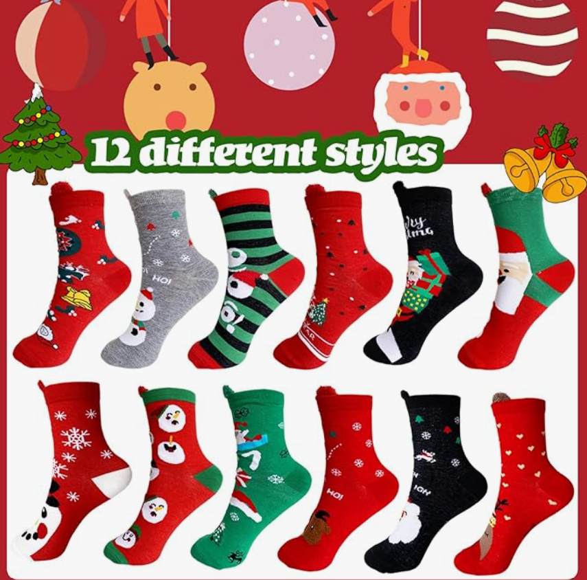 calcetines navideños con orejitas largas (12 pares)