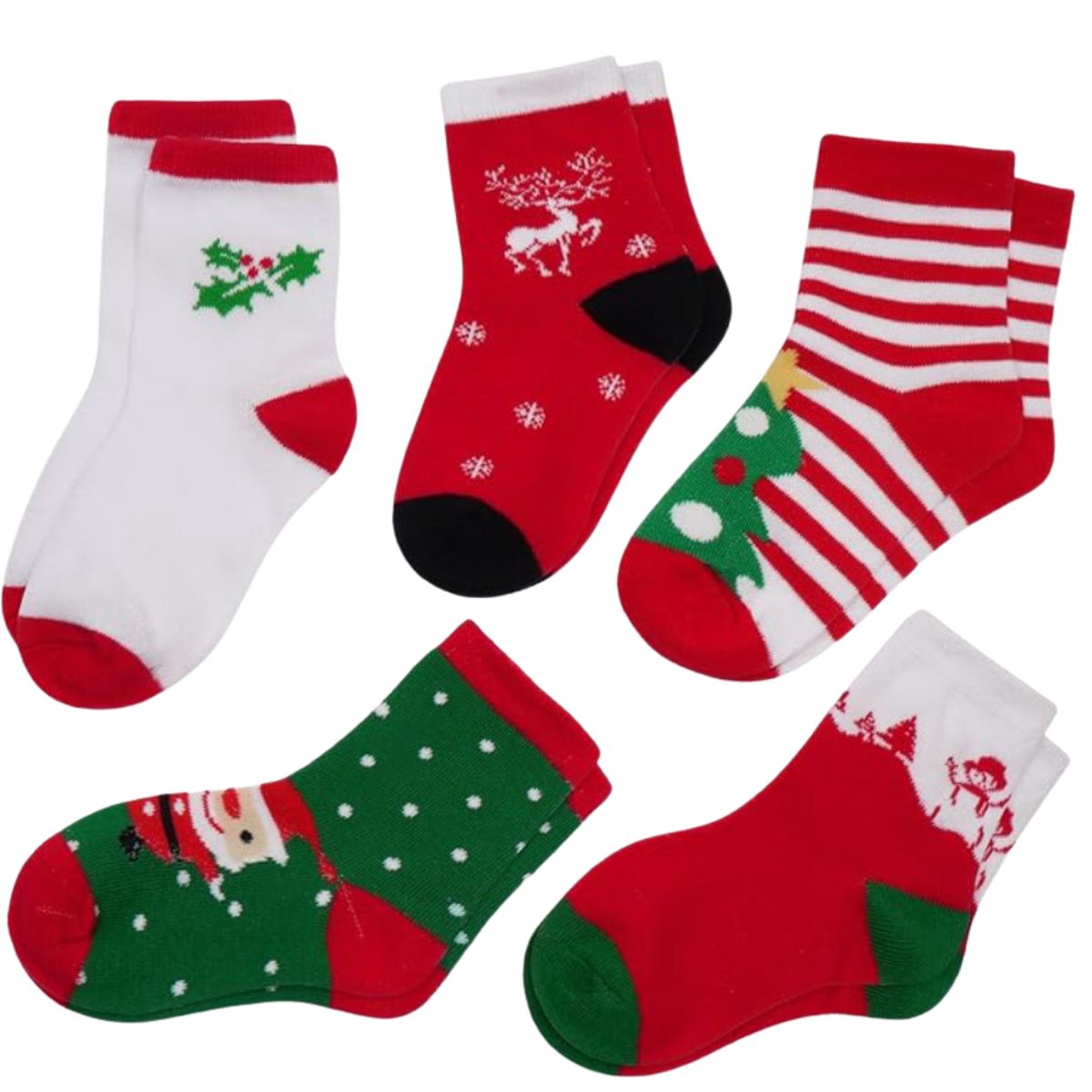 calcetas navideñas cortas (6 pares)