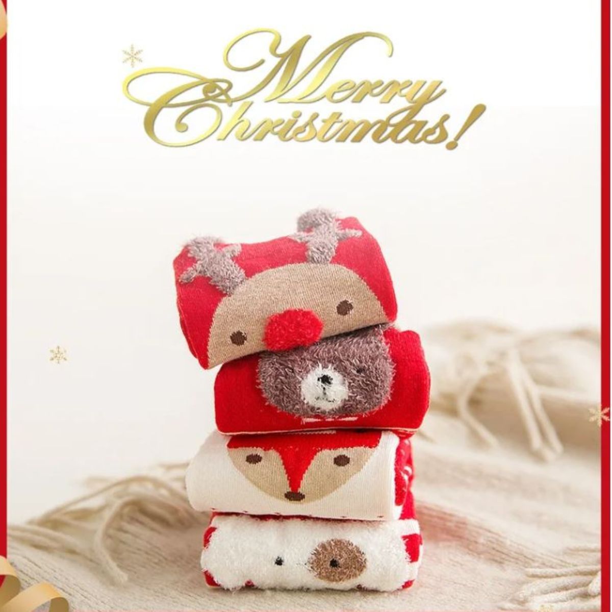 6 pares de calcetas navideñas cortas
