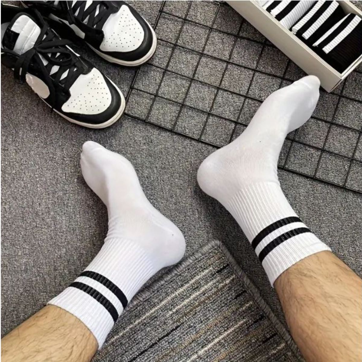 6 pares de calcetines 3/4 con líneas unisex