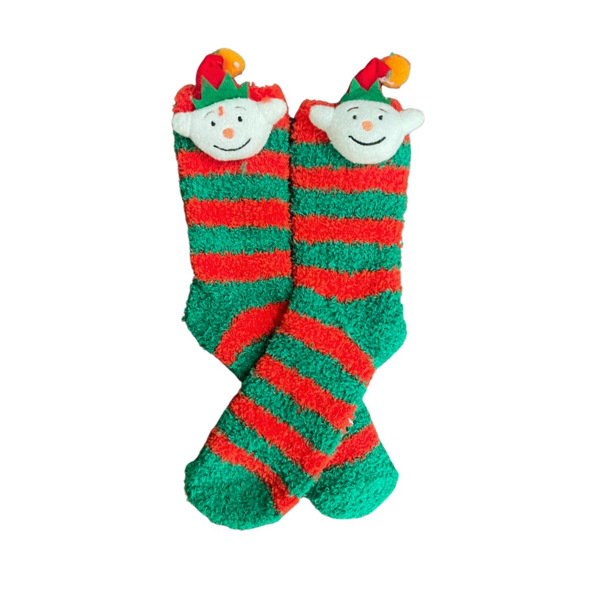 12 pares calcetines navideños afelpados con figuras 3d