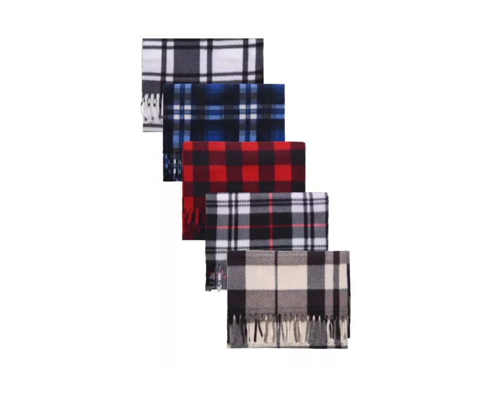 6 piezas bufanda felpa de cuadros unisex