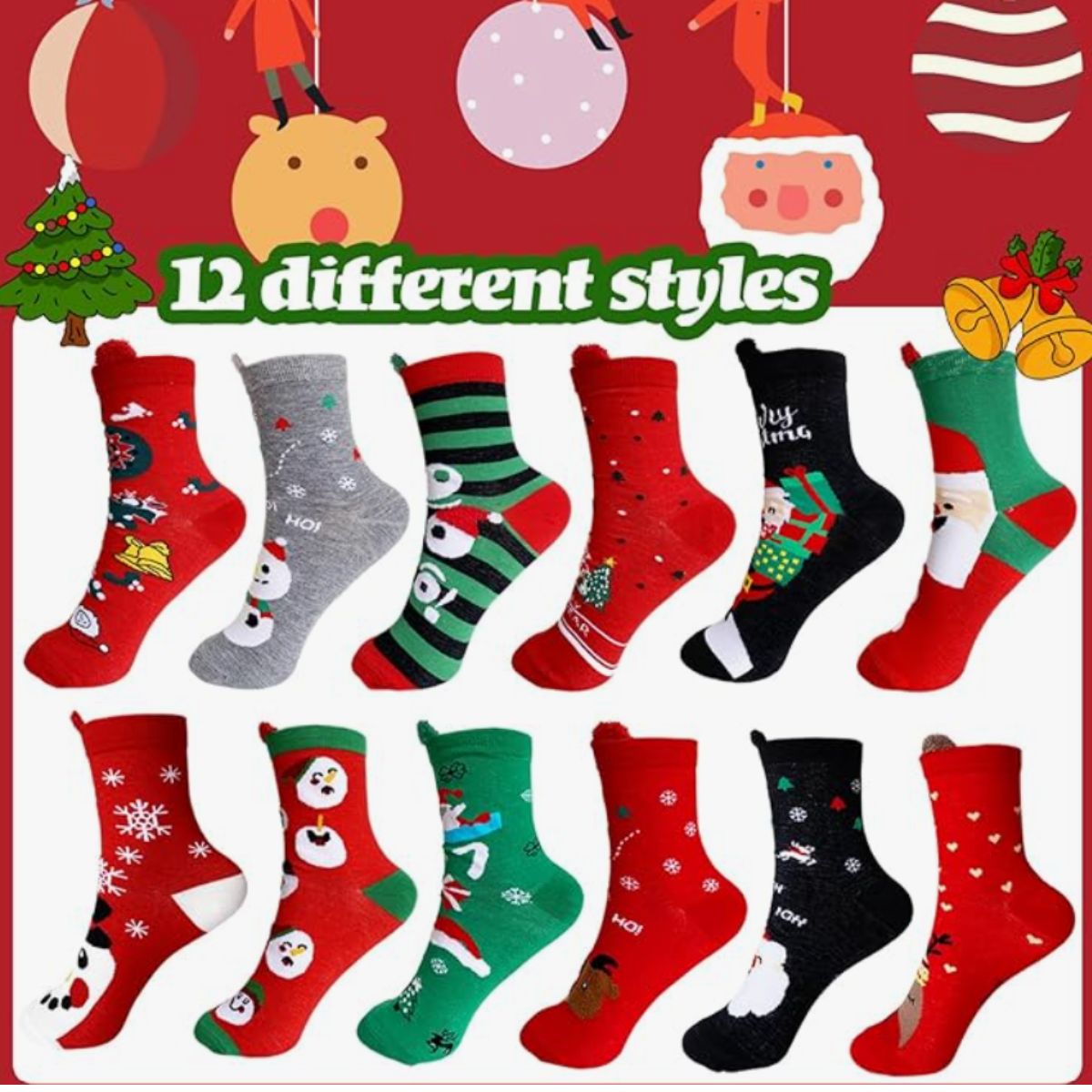 calcetines navideños con orejitas largas (6 pares)