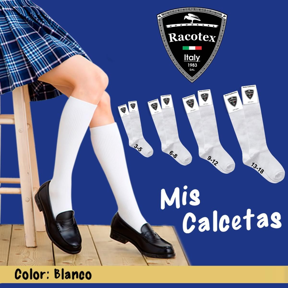 calceta escolar niñas paquete de 12 pares