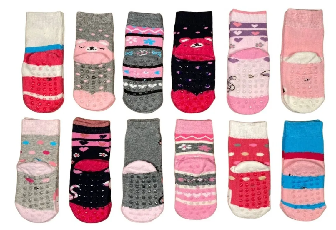 calcetines antiderrapantes para niñas varias tallas (12 pares)
