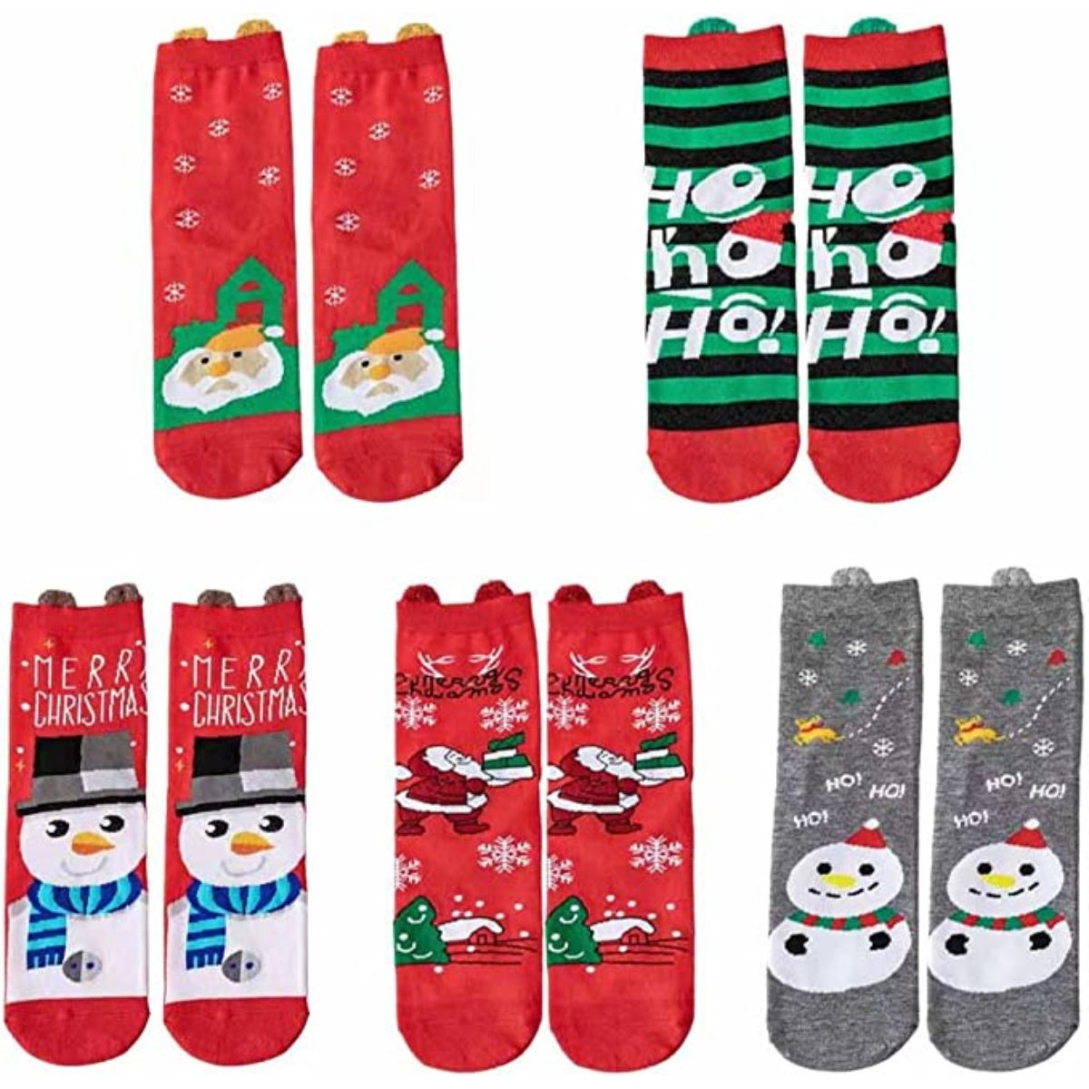calcetines navideños con orejitas largas (12 pares)