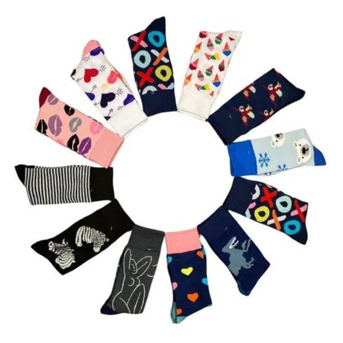 calcetas de vestir diseños dibujos divertidos (12 pares)