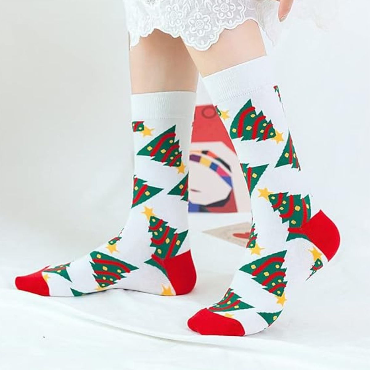 6 pares de calcetines navideños largos