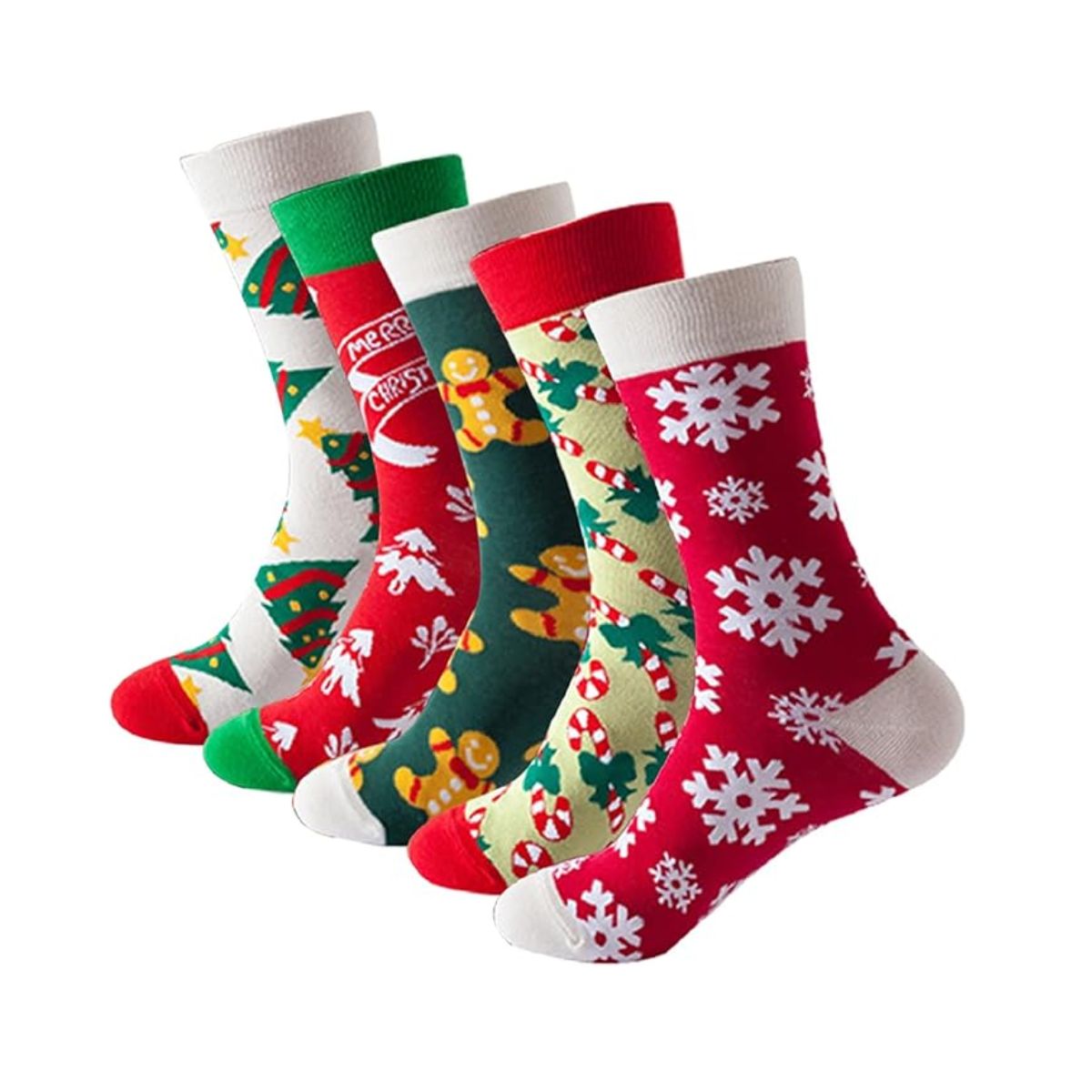 6 pares de calcetines navideños largos