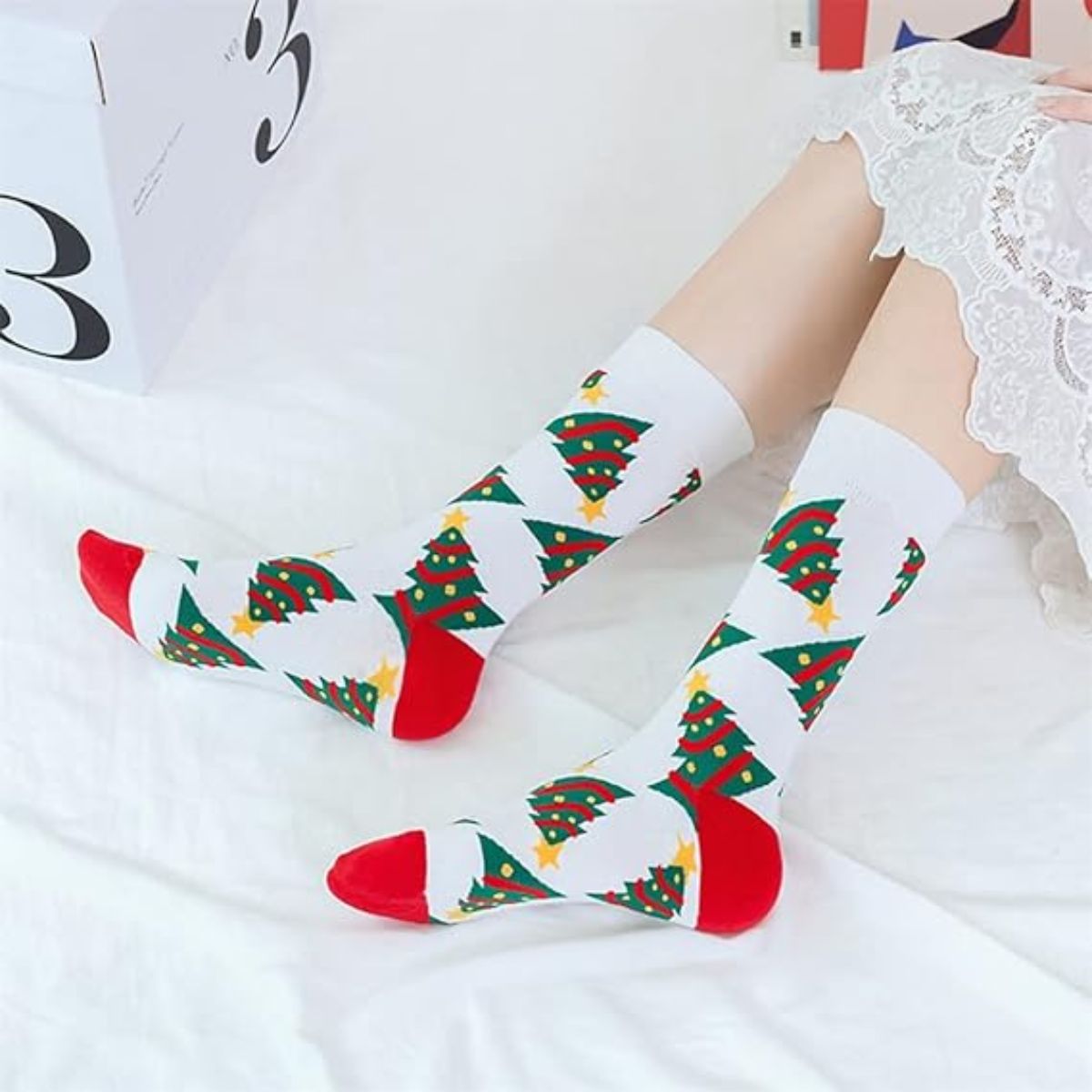 6 pares de calcetines navideños largos