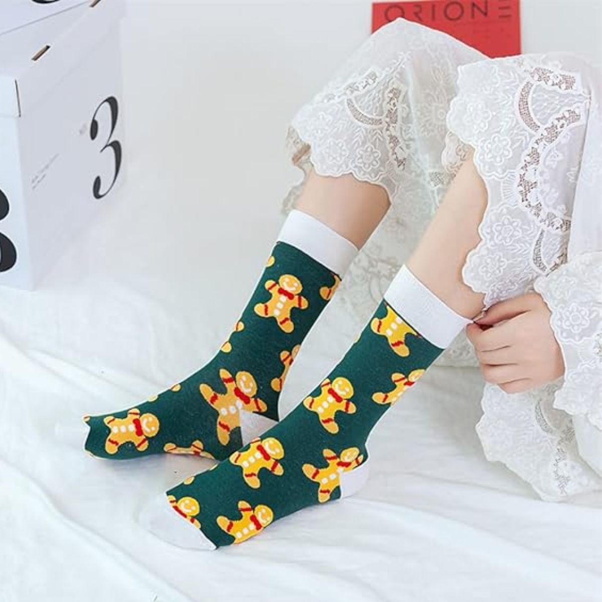 6 pares de calcetines navideños largos