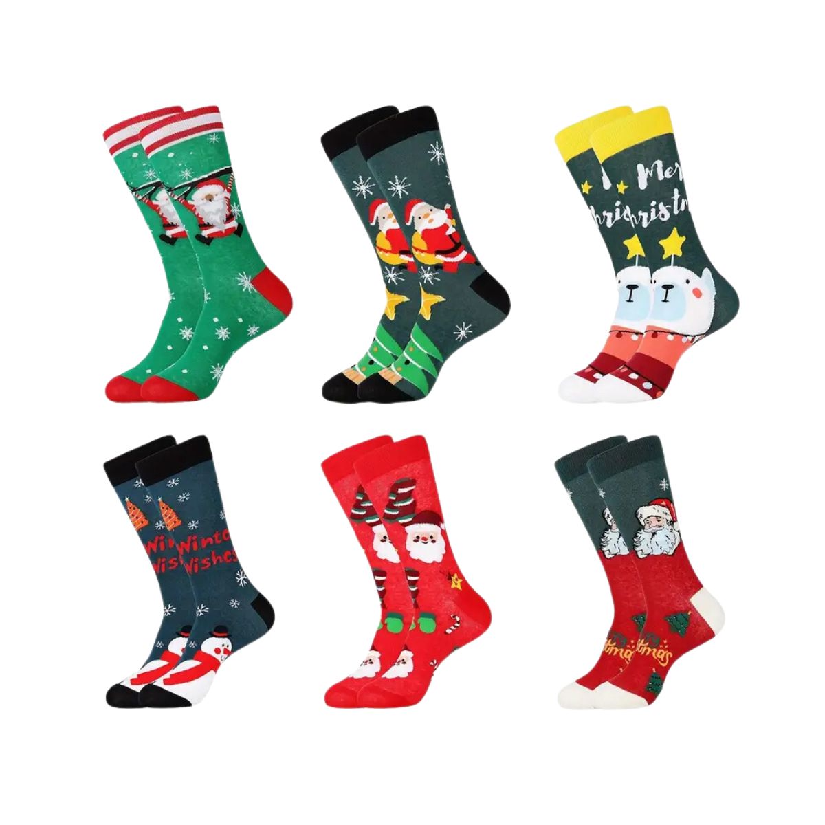 12 calcetines navideños largos unisex