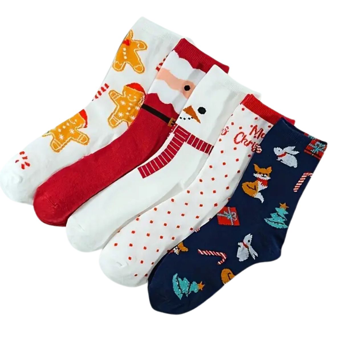 12 calcetines navideños largos unisex