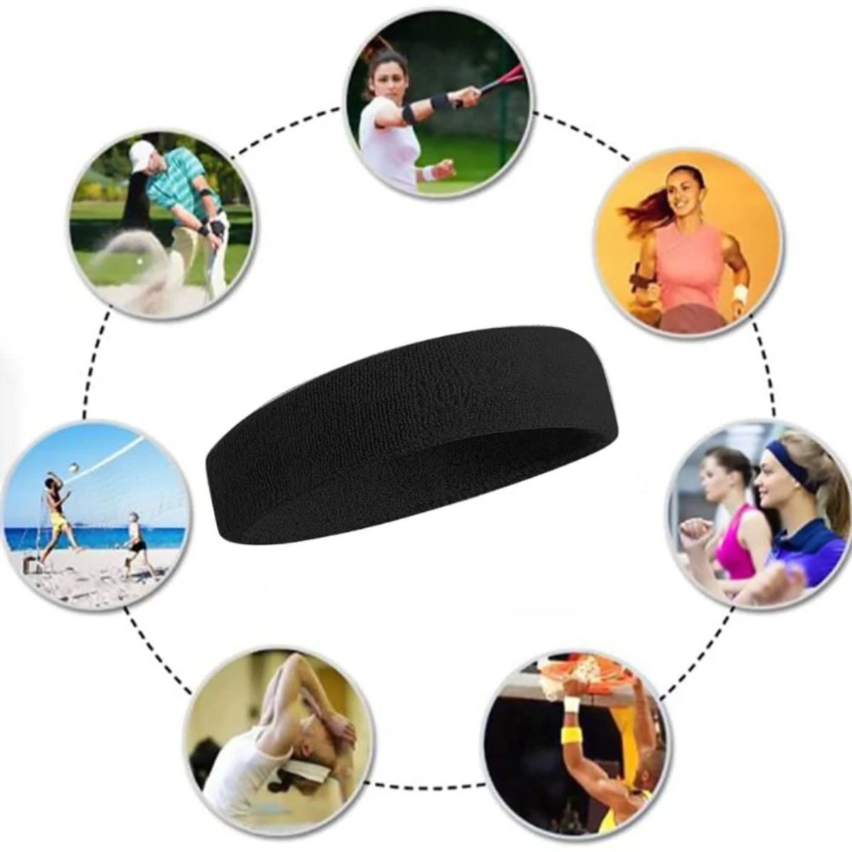 banda deportiva para cabeza unisex 6 piezas