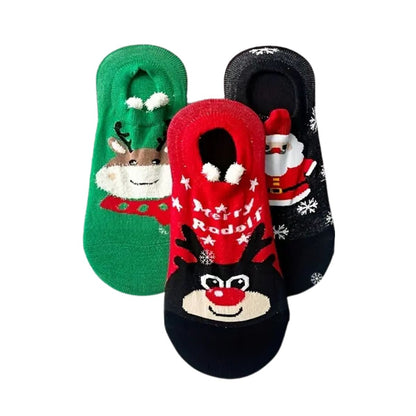 6 Pares Calcetines Tobilleros Navideños Orejitas Todas Tallas