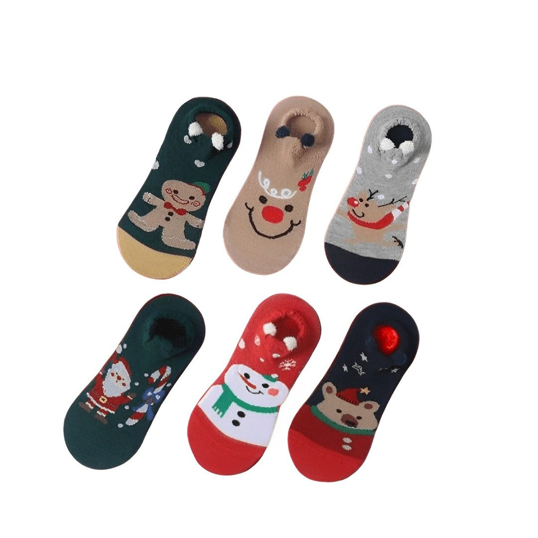 6 pares calcetines tobilleros navideños orejitas todas tallas