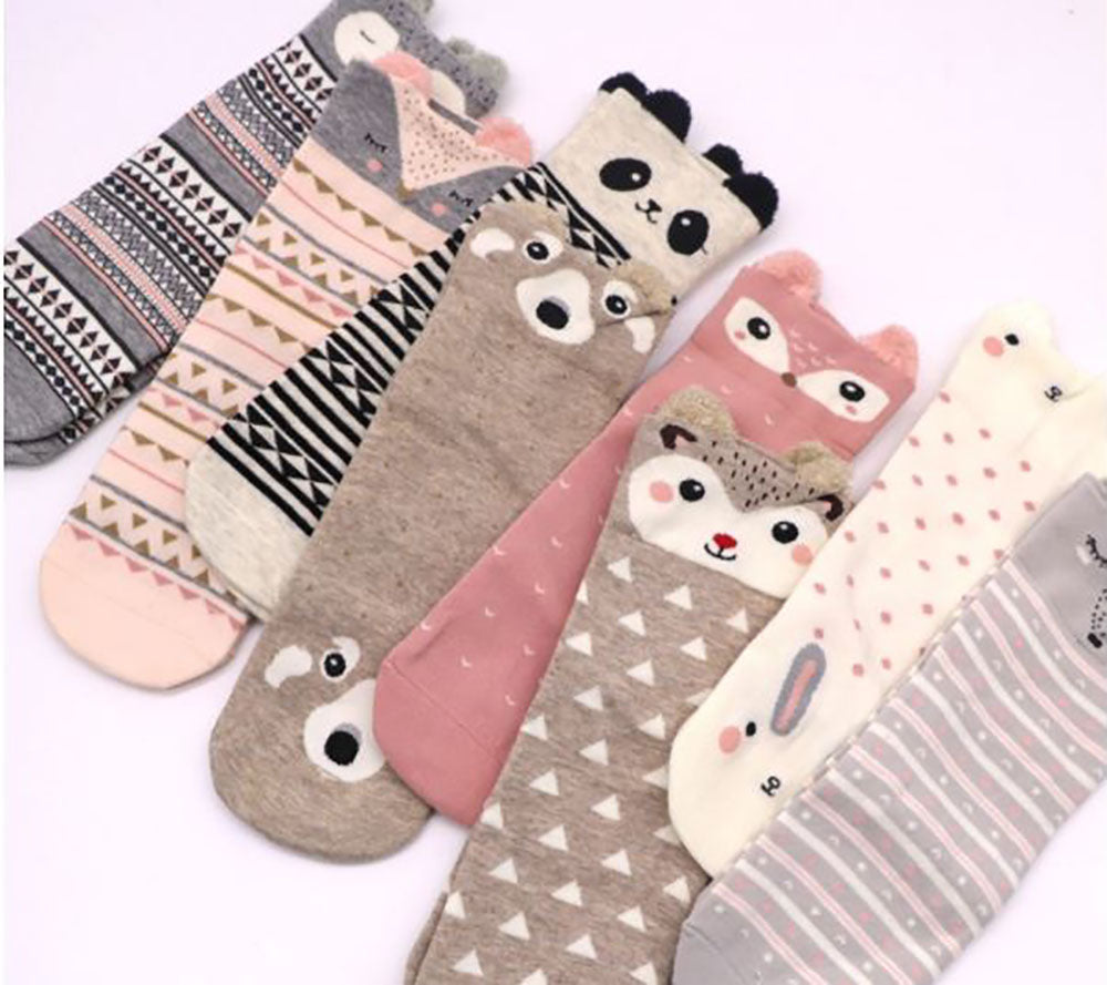 calcetas tres cuartos con diseños de animalitos (12 pares)