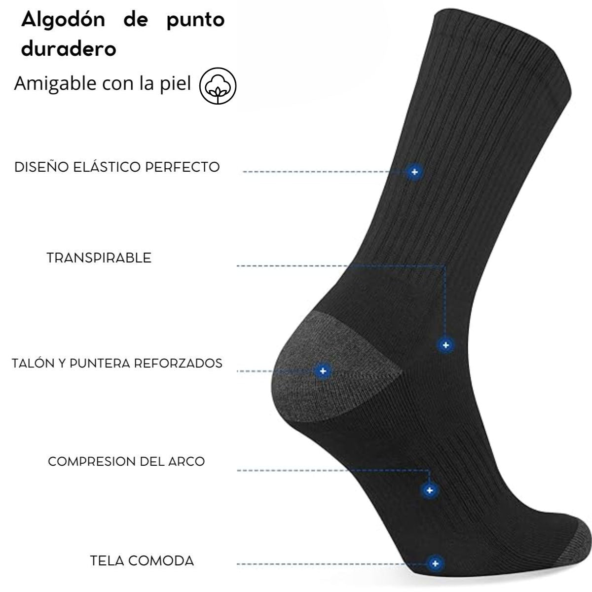 calcetas largas deportivas algodón paquete de 12 pares