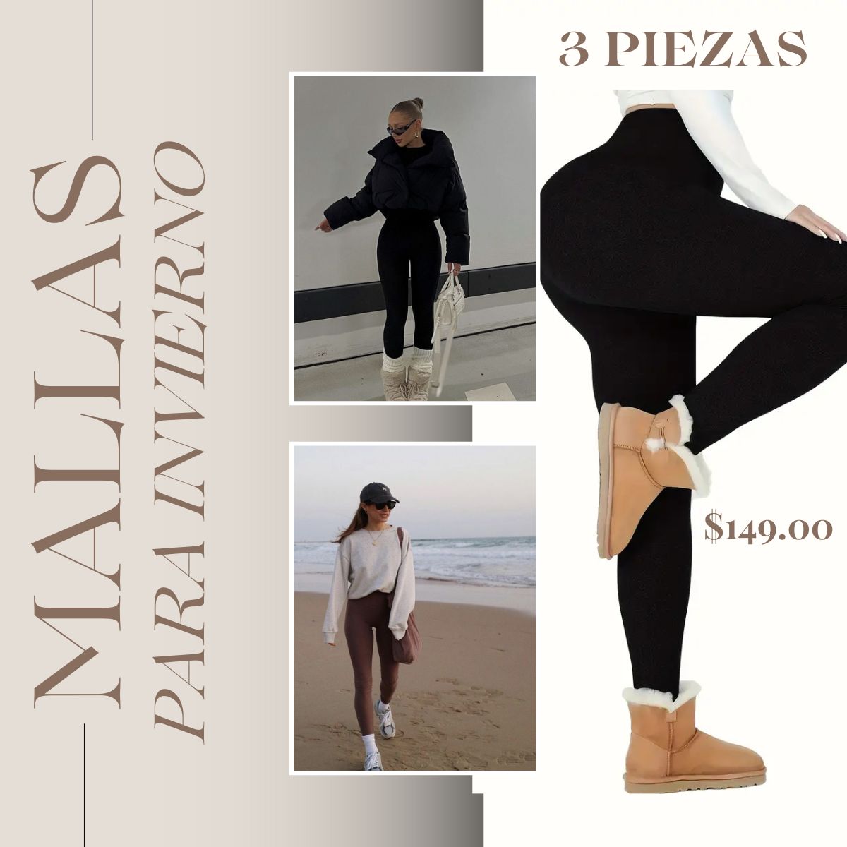 leggins térmicos con faja 3 piezas