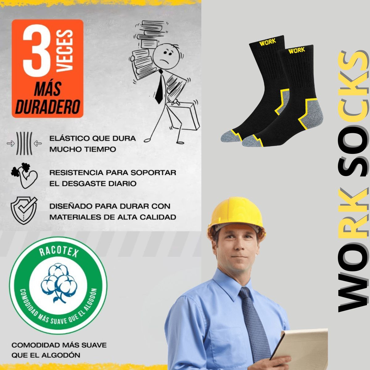 calceta de trabajo industrial paquete 12 pares