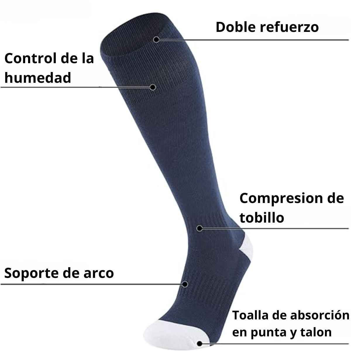 calcetas de futbol reforzadas ultra absorbentes 12 pares