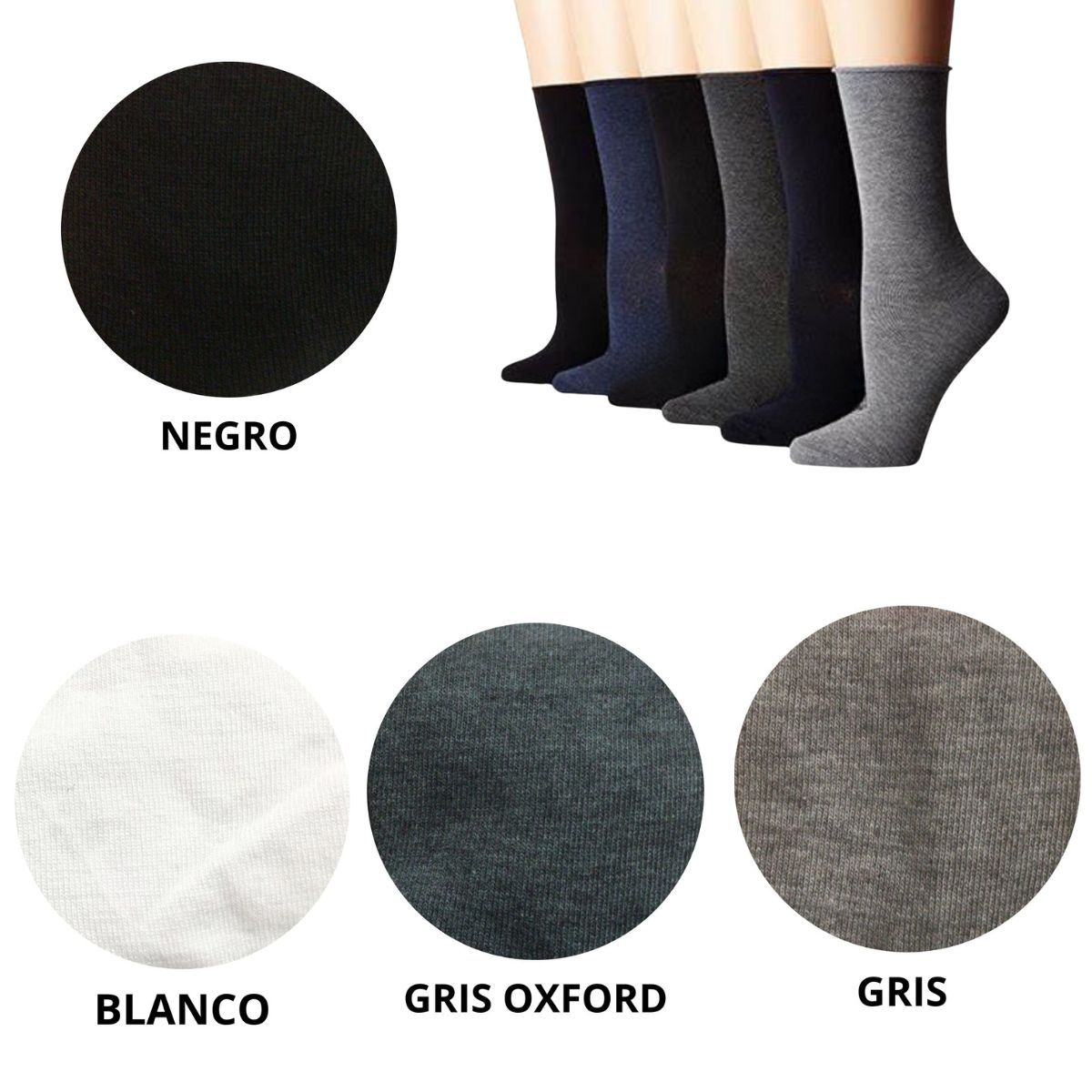 calcetines de vestir 3/4 dama y caballero (6 pares)