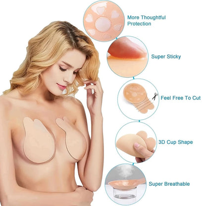 Pezonera Silicona 1 Par Invisible Con Push Up