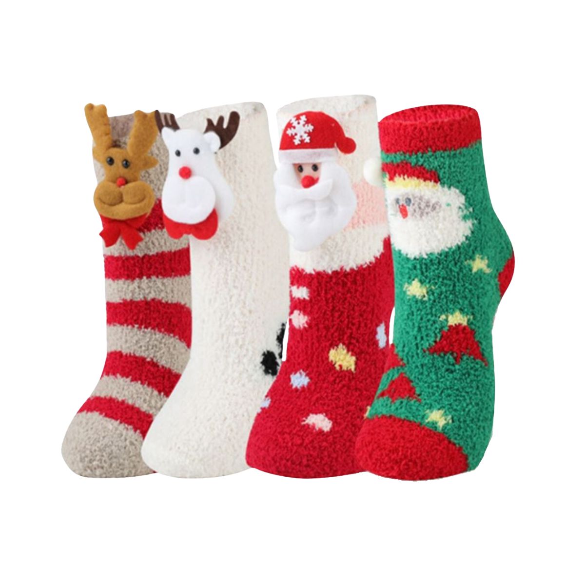 6 pares calcetines navideños afelpados con figuras 3d