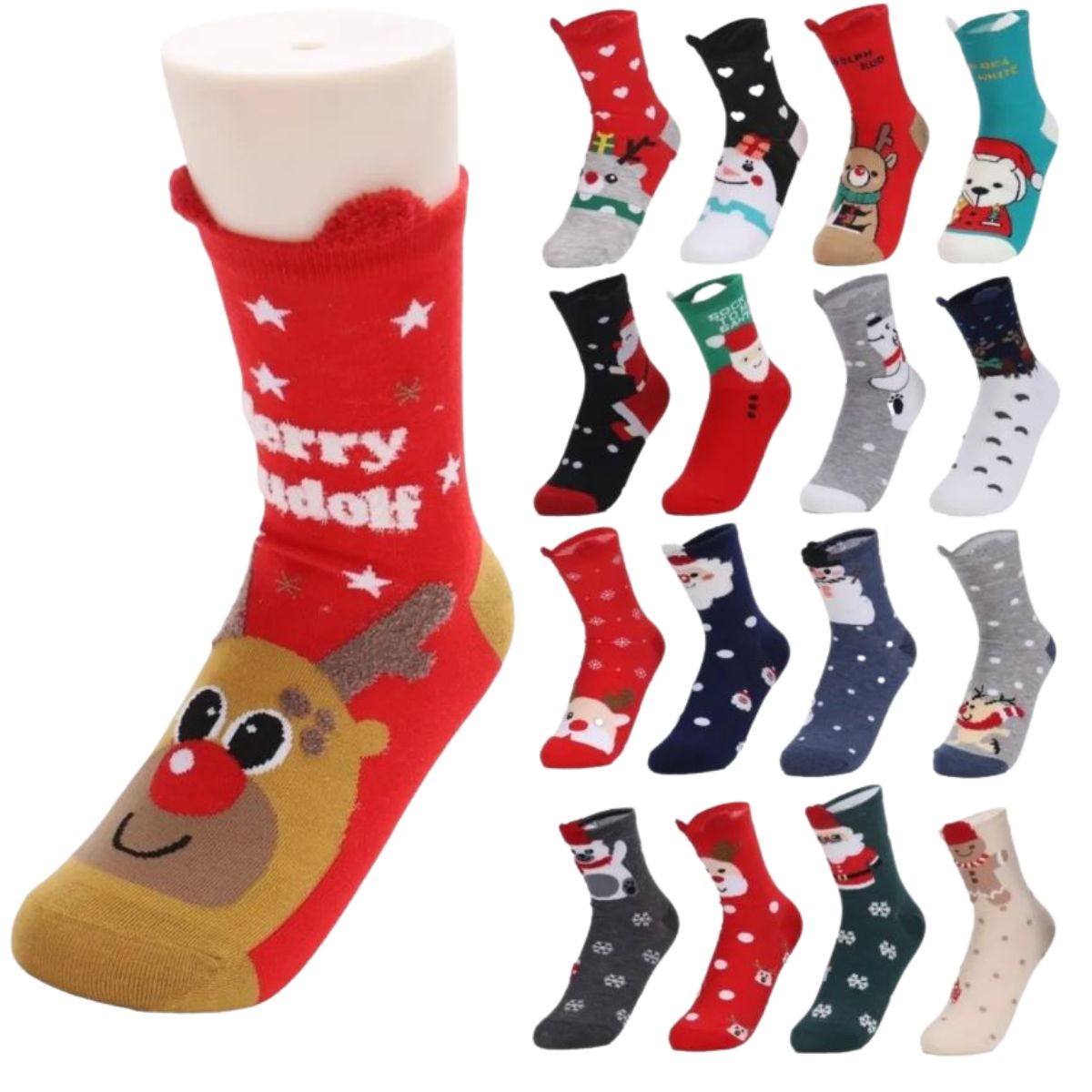 calcetines navideños con orejitas largas (6 pares)