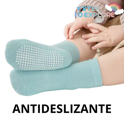 6 Pares Calcetas 100% algodon Antideslizante De Orejitas Para Bebés