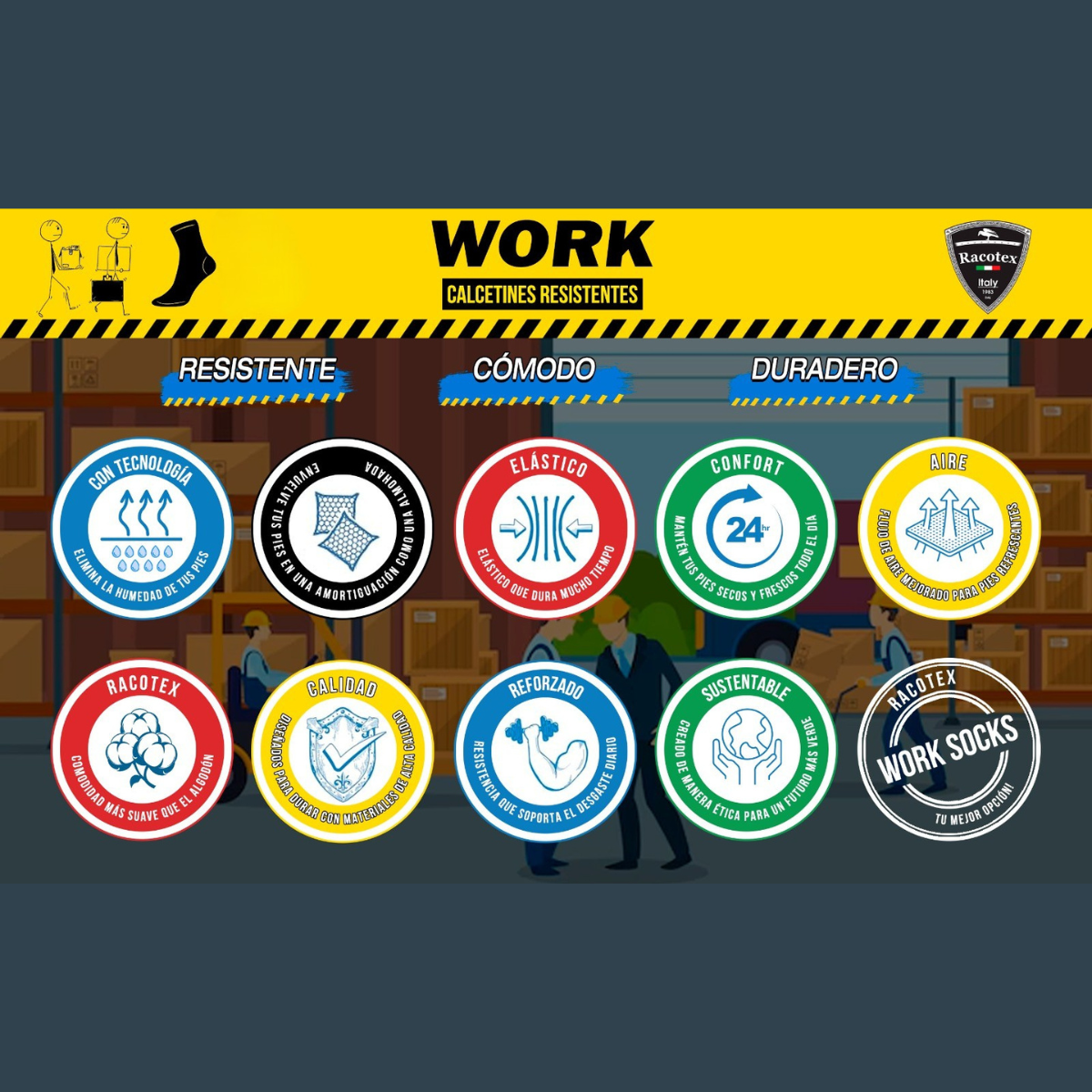 calcetas para trabajo industrial paquete 6 pares