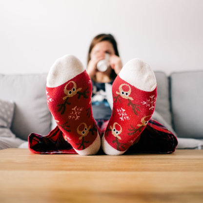 12 Pares Calcetines Tobilleros Navideños Cortos Orejitas Todas Tallas