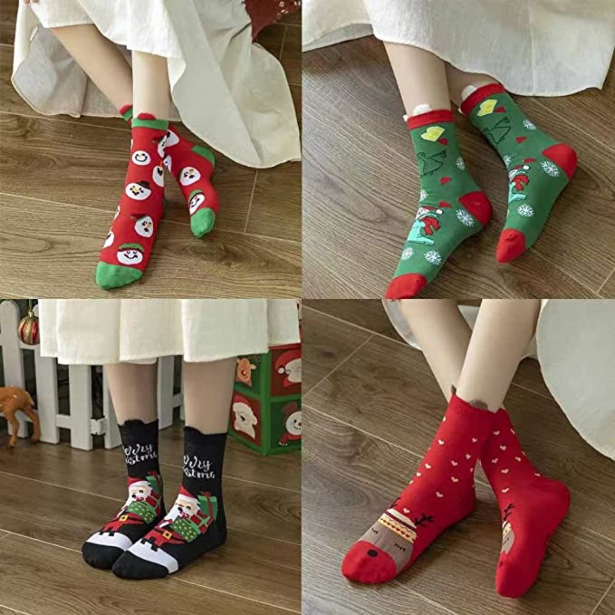 calcetines navideños con orejitas largas (12 pares)