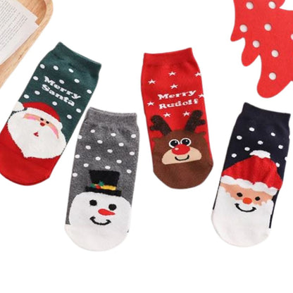 12 Pares De Calcetas Navideñas Cortas